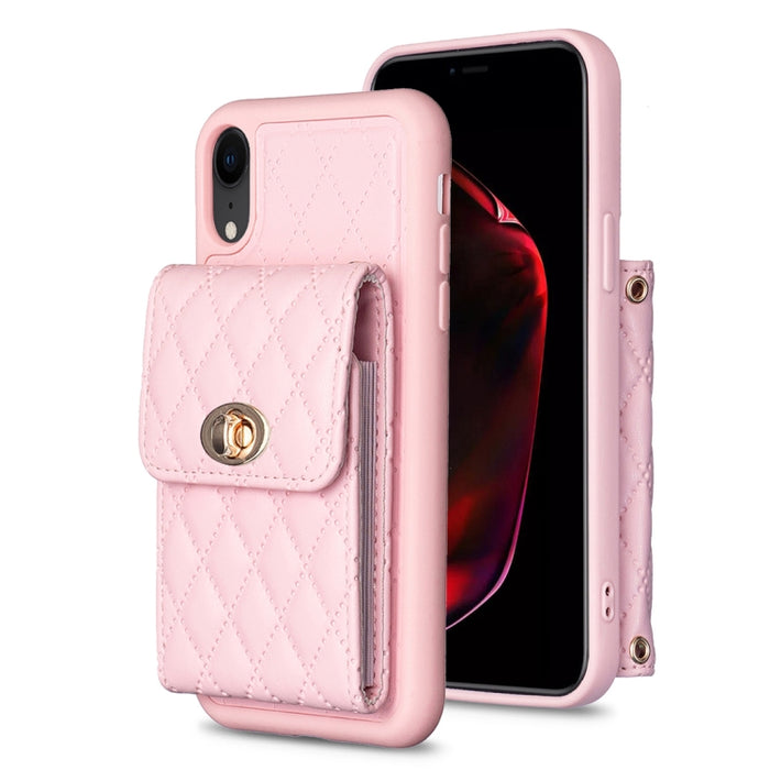 Vertical Wallet Rhombic Leather Phone Case, For iPhone XR, For iPhone XS Max, For iPhone SE 2022 / SE 2020 / 7 / 8, For iPhone 7 Plus / 8 Plus
