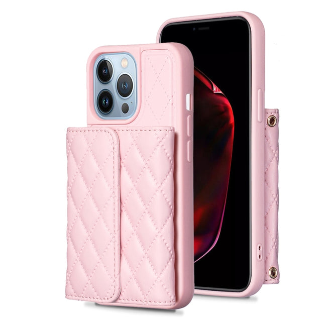 Horizontal Wallet Rhombic Leather Phone Case, For iPhone 13, For iPhone 13 Pro, For iPhone 13 Pro Max, For iPhone 12 / 12 Pro