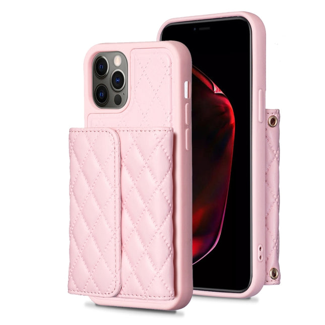 Horizontal Wallet Rhombic Leather Phone Case, For iPhone 13, For iPhone 13 Pro, For iPhone 13 Pro Max, For iPhone 12 / 12 Pro