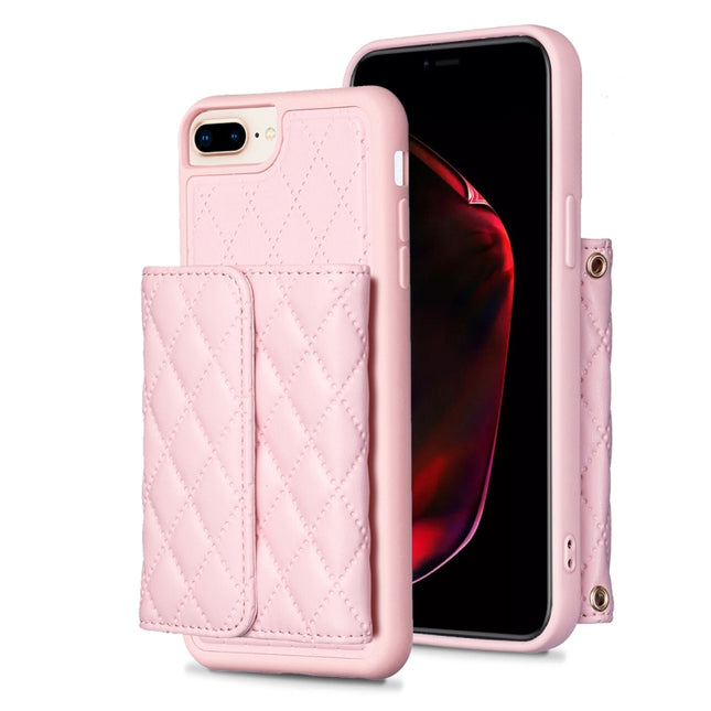 Horizontal Wallet Rhombic Leather Phone Case, For iPhone 7 Plus / 8 Plus