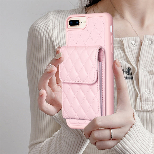 Vertical Wallet Rhombic Leather Phone Case, For iPhone 7 Plus / 8 Plus