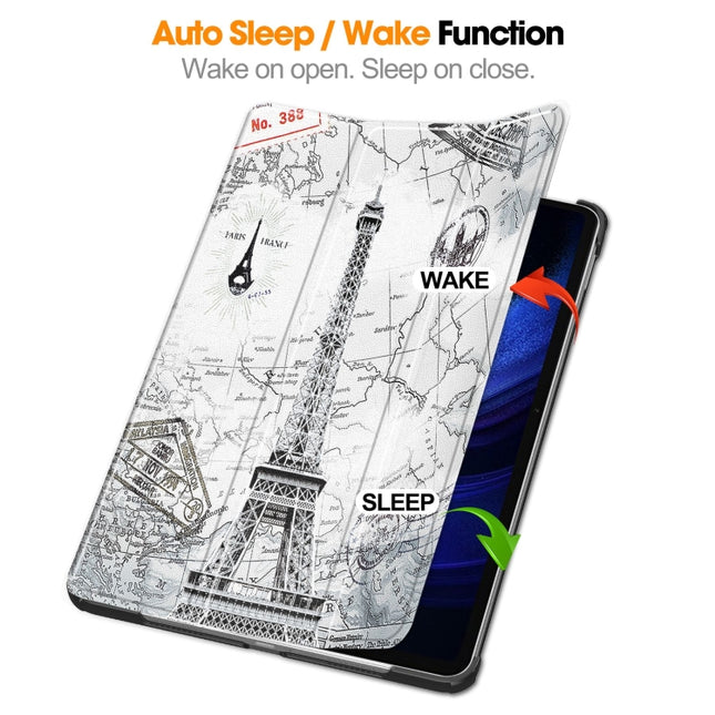 Custer Painted 3-Fold Stand Leather Smart Tablet Case, For Xiaomi Pad 6 / 6 Pro