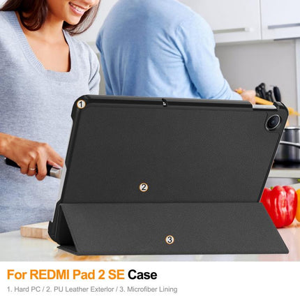 Custer Texture 3-Fold Holder Leather Smart Tablet Case, For Xiaomi Redmi Pad 2 SE 9.7 2026, For Xiaomi Redmi Pad 2, For Xiaomi Pad 7 / 7 Pro