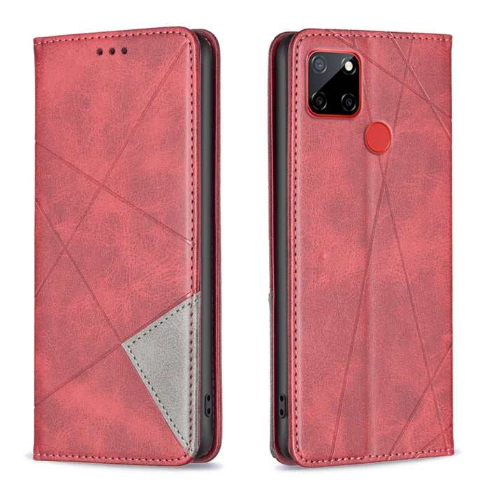 Rhombus Texture Magnetic Leather Phone Case, For Nokia C12, For Nokia C22, For Nokia C32, For Realme C33