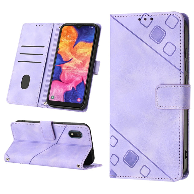 Skin-feel Embossed Leather Phone Case, For Samsung Galaxy A10e / A20e, For Samsung Galaxy A10 / M10, For Samsung Galaxy A21s, For Samsung Galaxy A22 5G JP Version