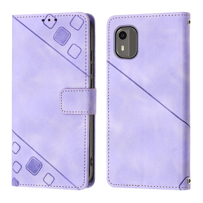 Skin-feel Embossed Leather Phone Case, For Nokia C12, For Nokia C02, For Nokia C22, For Nokia C32