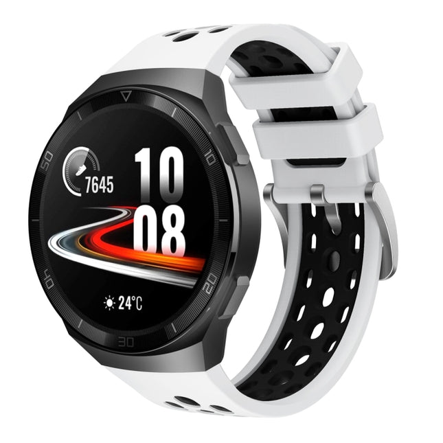 Two Color Round Hole Silicone Watch Band, For Huawei Watch GT 2e