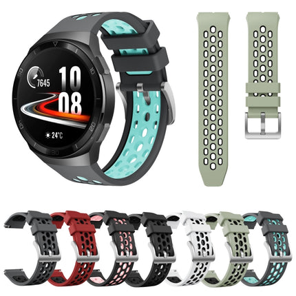 Two Color Round Hole Silicone Watch Band, For Huawei Watch GT 2e