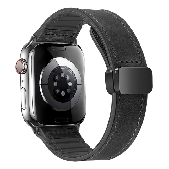Magnetic Folding Silicone Leather Watch Band, For Apple Watch Series 8&7 41mm