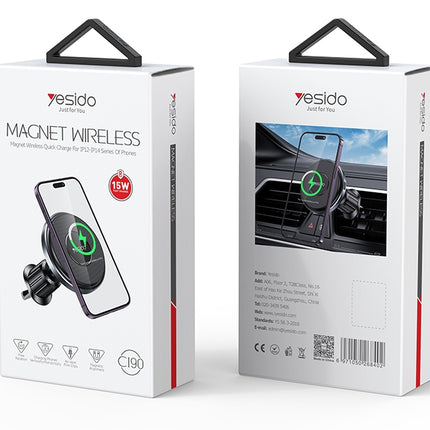 Yesido C190 15W Magsafe Magnetic Car Air Vent Wireless Charger