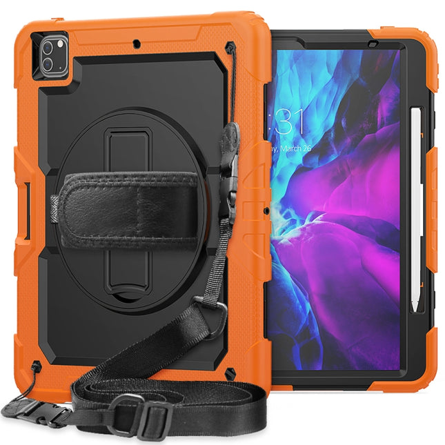 Shockproof Colorful Silicone + PC Protective Case with Holder & Shoulder Strap & Hand Strap & Pen Slot, For iPad Pro 12.9 (2020)