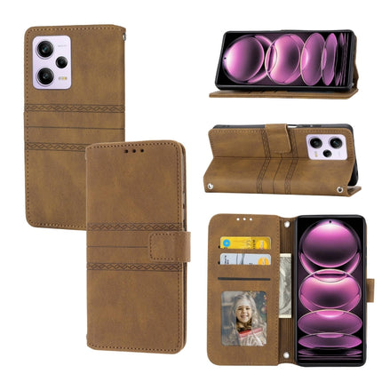 Embossed Stripes Skin Feel Leather Phone Case, For Motorola Moto G Play 5G, For Motorola Moto G Stylus 5G 2023, For Xiaomi Redmi Note 12 5G Global, For Xiaomi Redmi Note 12 Pro 5G Global