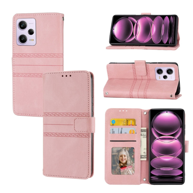 Embossed Stripes Skin Feel Leather Phone Case, For Redmi Note 12 Pro+ 5G Global, For Xiaomi Redmi Note 12 4G Global, For Xiaomi Redmi 12C, For Samsung Galaxy S23 5G