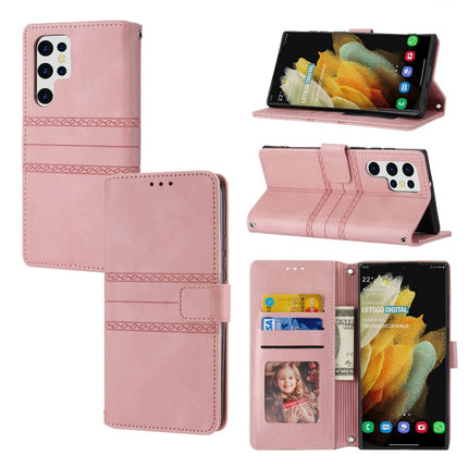 Embossed Stripes Skin Feel Leather Phone Case, For Samsung Galaxy S23+ 5G, For Samsung Galaxy S23 Ultra 5G, For Samsung Galaxy A14 5G, For Samsung Galaxy A34 5G
