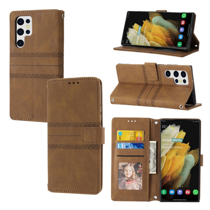 Embossed Stripes Skin Feel Leather Phone Case, For Samsung Galaxy S23+ 5G, For Samsung Galaxy S23 Ultra 5G, For Samsung Galaxy A14 5G, For Samsung Galaxy A34 5G