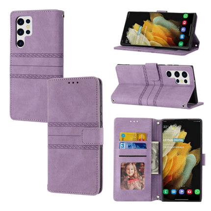 Embossed Stripes Skin Feel Leather Phone Case, For Samsung Galaxy S23+ 5G, For Samsung Galaxy S23 Ultra 5G, For Samsung Galaxy A14 5G, For Samsung Galaxy A34 5G
