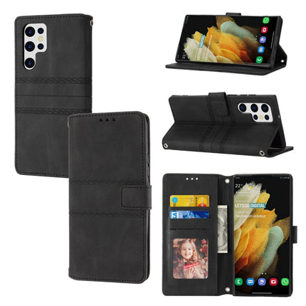 Embossed Stripes Skin Feel Leather Phone Case, For Samsung Galaxy S23+ 5G, For Samsung Galaxy S23 Ultra 5G, For Samsung Galaxy A14 5G, For Samsung Galaxy A34 5G