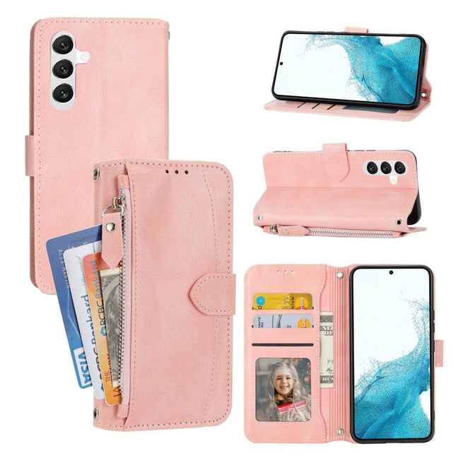 Oil Skin Zipper Wallet Leather Phone Case, For Samsung Galaxy A14 5G, For Samsung Galaxy A34 5G, For Samsung Galaxy A54 5G