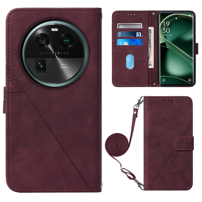 Crossbody 3D Embossed Flip Leather Phone Case, For OPPO Find X6, For OPPO Find X6 Pro, For OPPO Reno8 T 5G / A1 Pro 5G Global, For Realme 10 4G
