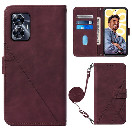 Crossbody 3D Embossed Flip Leather Phone Case, For Realme 10 Pro 5G, For Realme 10 Pro+ 5G, For Realme C55, For Realme GT Neo 5  5G / GT 3