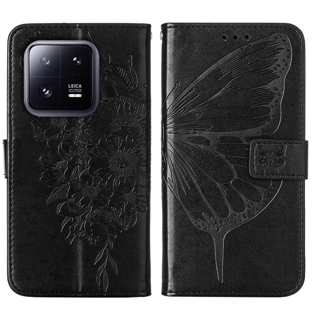 Embossed Butterfly Leather Phone Case, For Xiaomi 13 Pro, For Xiaomi Poco X5 Pro 5G / Redmi Note 12 Pro Speed