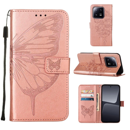 Embossed Butterfly Leather Phone Case, For Xiaomi 13 Pro, For Xiaomi Poco X5 Pro 5G / Redmi Note 12 Pro Speed