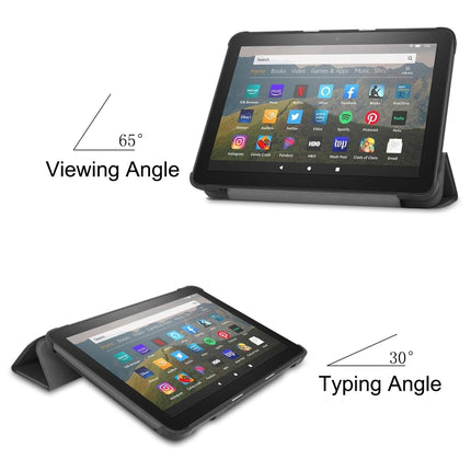 For Kindle Fire HD 8 (2020) Custer Pattern Pure Color Horizontal Flip Leather Case with Three-folding Holder & Wake-up / Sleep Function, For Kindle Fire HD 8 (2020)