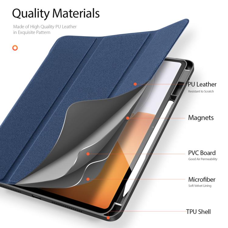 DUX DUCIS Domo Series Magnetic Flip Leather Tablet Case, For Xiaomi Pad 7S Pro 12.5, For Xiaomi Redmi Pad 2, For Xiaomi Pad 7 / 7 Pro, For Xiaomi Redmi Pad SE 4G, For Xiaomi Redmi Pad SE, For Xiaomi Pad 6 Pro / Pad 6