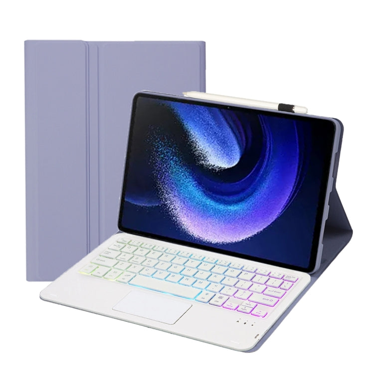 A0N7-AS Lambskin Texture Ultra-thin Backlight Bluetooth Keyboard Leather Case with Touchpad
