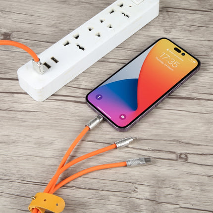 Mech Series 6A 120W 3 in 1 Metal Plug Silicone Fast Charging Data Cable, Length: 1.2m, 1.2m 3 in 1