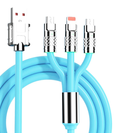 Mech Series 6A 120W 3 in 1 Metal Plug Silicone Fast Charging Data Cable, Length: 1.2m, 1.2m 3 in 1