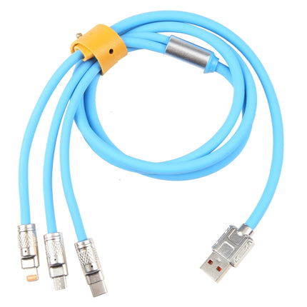 Mech Series 6A 120W 3 in 1 Metal Plug Silicone Fast Charging Data Cable, Length: 1.2m, 1.2m 3 in 1