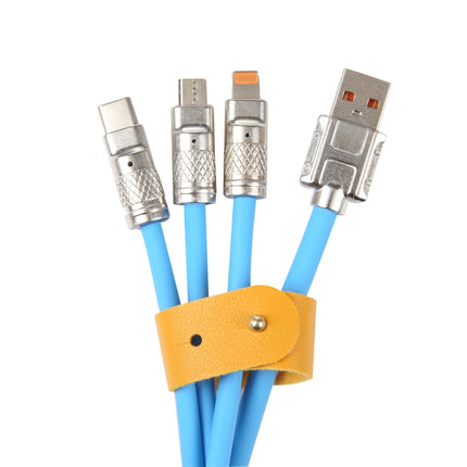 Mech Series 6A 120W 3 in 1 Metal Plug Silicone Fast Charging Data Cable, Length: 1.2m, 1.2m 3 in 1