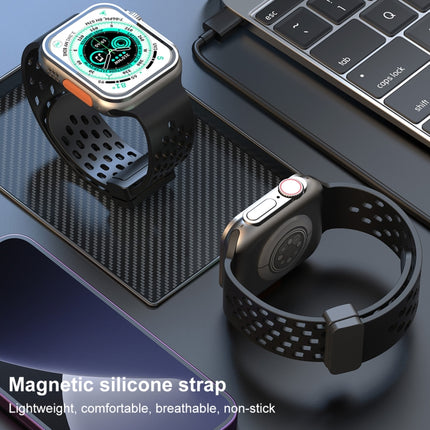 Magnetic Clasp Silicone Watch Band, For Apple Watch Series 8&7 45mm