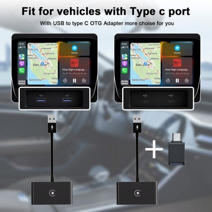 THT-020-2 USB + USB-C / Type-C Wired to Wireless Carplay Adapter for iPhone