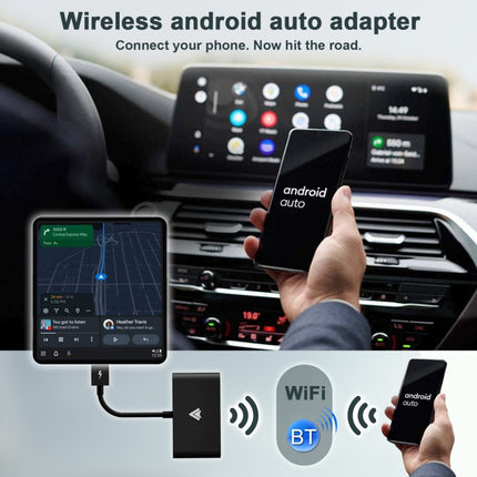 THT-020-2+ USB + USB-C / Type-C Wired to Wireless Carplay Adapter for Android Smartphone