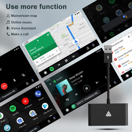 THT-020-2+ USB + USB-C / Type-C Wired to Wireless Carplay Adapter for Android Smartphone