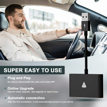THT-020-2+ USB + USB-C / Type-C Wired to Wireless Carplay Adapter for Android Smartphone