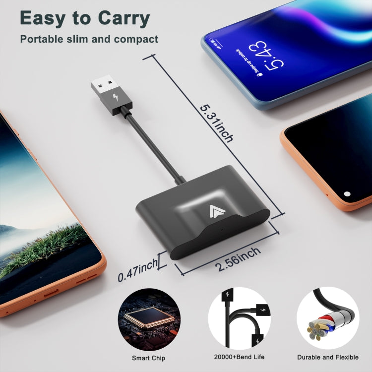 THT-020-3+ USB + USB-C / Type-C Wired to Wireless Carplay Adapter for Android Smartphone