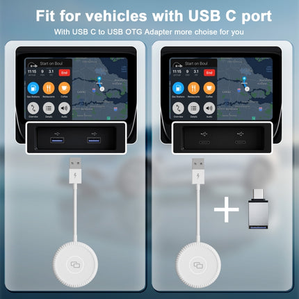 THT-020-6 USB + USB-C / Type-C Carplay Mirror Adapter for iPhone