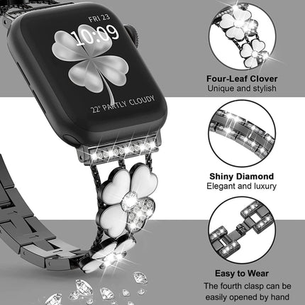 Petal Metal Diamond Watch Band, For Apple Watch 6 44mm, For Apple Watch Ultra 2 49mm, For Apple Watch 5 40mm, For Apple Watch 5 44mm