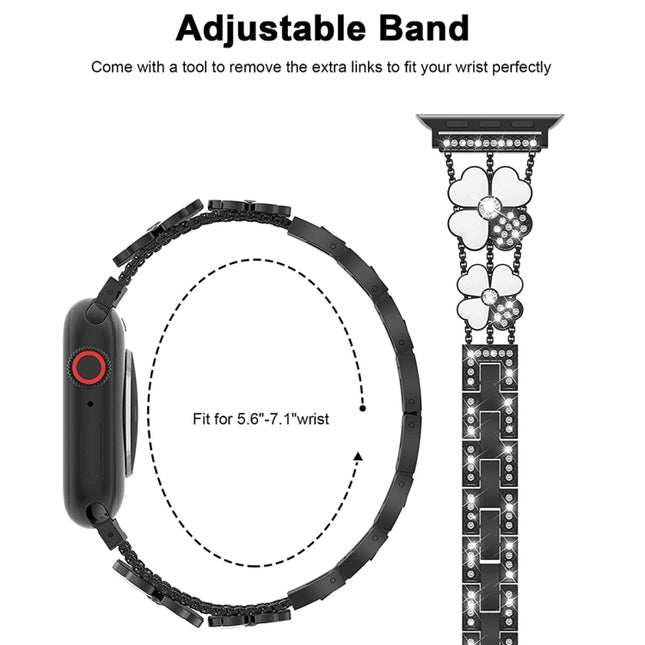 Petal Metal Diamond Watch Band, For Apple Watch 9 41mm, For Apple Watch 42mm