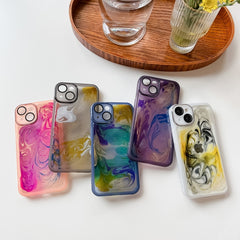 Oil Painting Electroplating TPU Phone Case, For iPhone 14, For iPhone 14 Pro, For iPhone 14 Plus, For iPhone 14 Pro Max, For iPhone 13, For iPhone 13 Pro