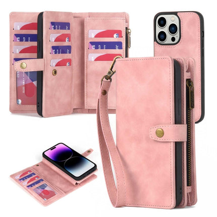 Zipper Wallet Magnetic Detachable Leather Phone Case, For iPhone 14, For iPhone 14 Pro, For iPhone 14 Plus, For iPhone 14 Pro Max, For iPhone 13, For iPhone 13 Pro, For iPhone 13 Pro Max, For iPhone 12 / 12 Pro