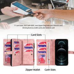 Funda de cuero con cremallera y cierre magnético desmontable para iPhone 11 Pro, iPhone 11 Pro Max, iPhone X/XS, iPhone XR, iPhone XS Max, iPhone 7 Plus/8 Plus