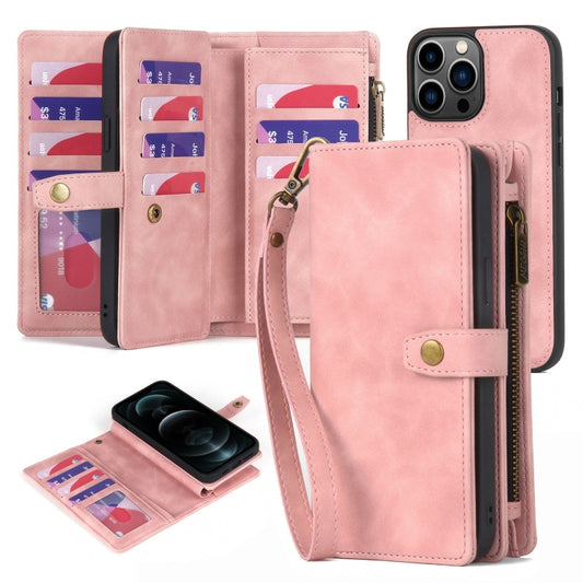 Zipper Wallet Magnetic Detachable Leather Phone Case, For iPhone 12 Pro Max, For iPhone 11, For iPhone 11 Pro, For iPhone 11 Pro Max, For iPhone X / XS, For iPhone XR, For iPhone XS Max, For iPhone 7 Plus / 8 Plus
