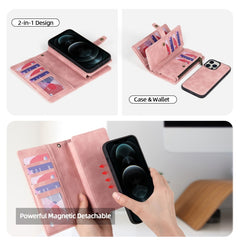 Funda de cuero con cremallera y cierre magnético desmontable para iPhone 11 Pro, iPhone 11 Pro Max, iPhone X/XS, iPhone XR, iPhone XS Max, iPhone 7 Plus/8 Plus