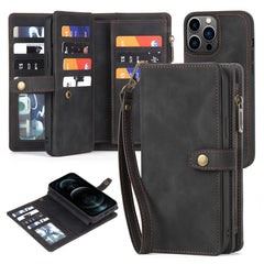 Funda de cuero con cremallera y cierre magnético desmontable para iPhone 11 Pro, iPhone 11 Pro Max, iPhone X/XS, iPhone XR, iPhone XS Max, iPhone 7 Plus/8 Plus