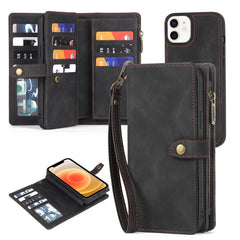 Funda de cuero con cremallera y cierre magnético desmontable para iPhone 11 Pro, iPhone 11 Pro Max, iPhone X/XS, iPhone XR, iPhone XS Max, iPhone 7 Plus/8 Plus