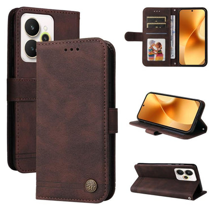Skin Feel Life Tree Metal Button Leather Phone Case, For Realme 15T 5G, For Realme Narzo 80 Lite 4G / C71 India, For Realme 15 5G / Realme 15 Pro 5G, For Realme C71 4G / C75 4G / 5G / 14x